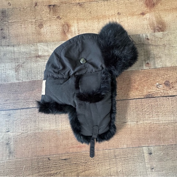 Mad Bomber Black Rabbit Fur Kids Trapper Hat Nylon and Rabbit Fur Trim XL - Picture 1 of 8